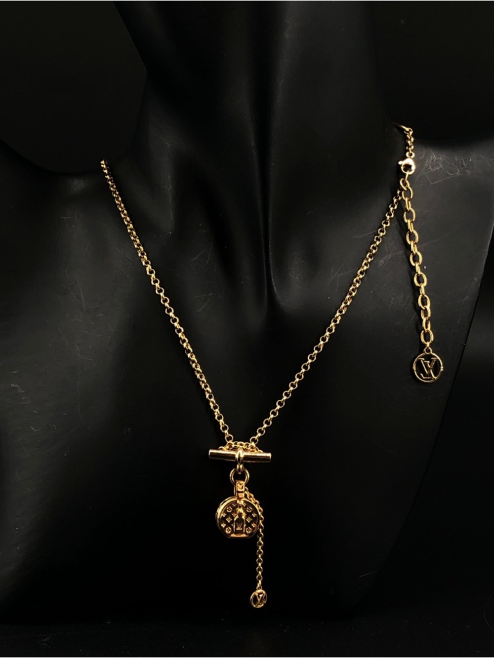 Louis Vuitton Gold Toggle Pendant Necklace - Elegant Women's Accessory